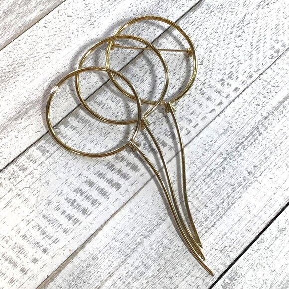 Vintage Gold Tone Brooch Oversized Balloons Whimsical Style - Picture 1 of 2